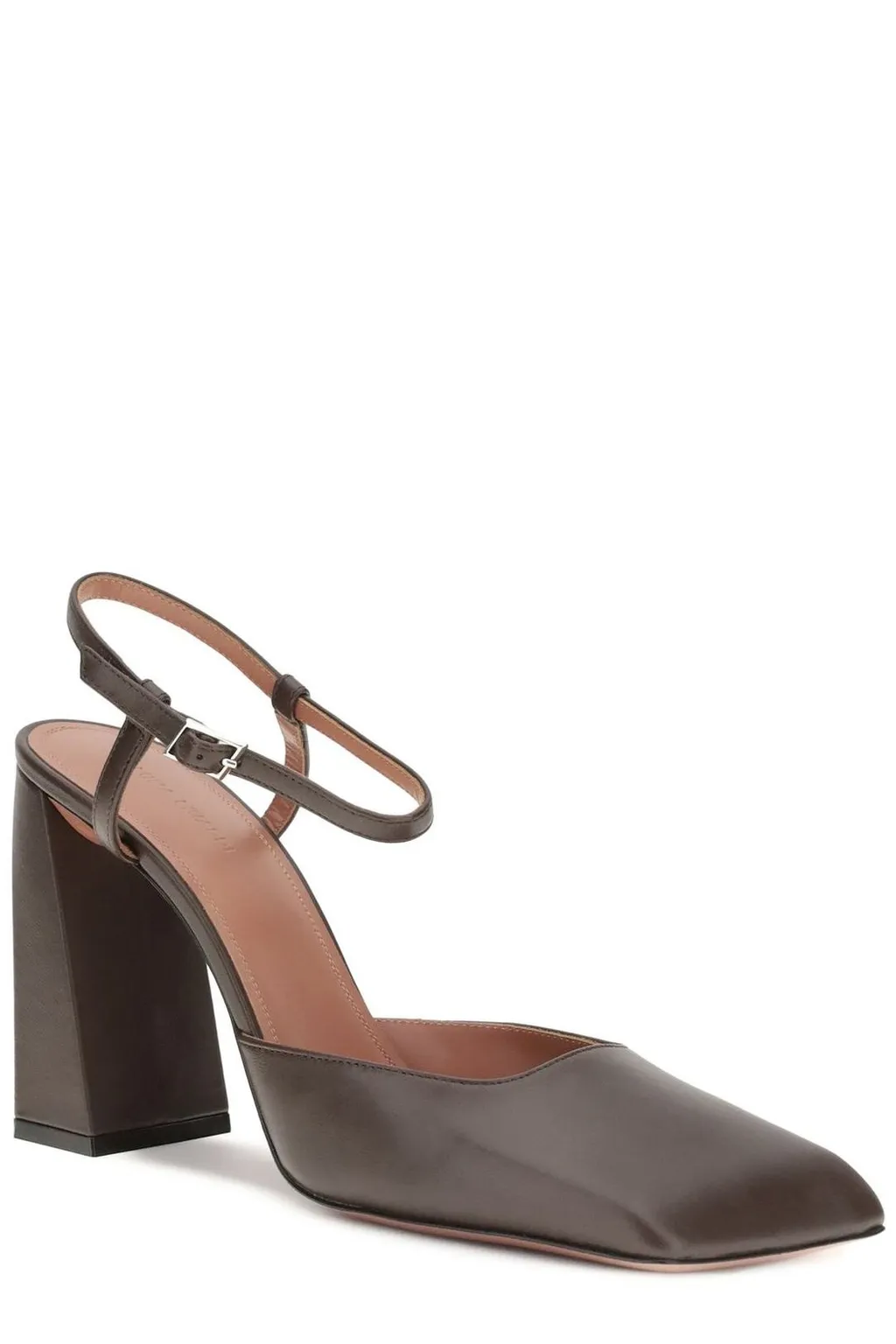 Amina Muaddi Block Heel Strap Pumps