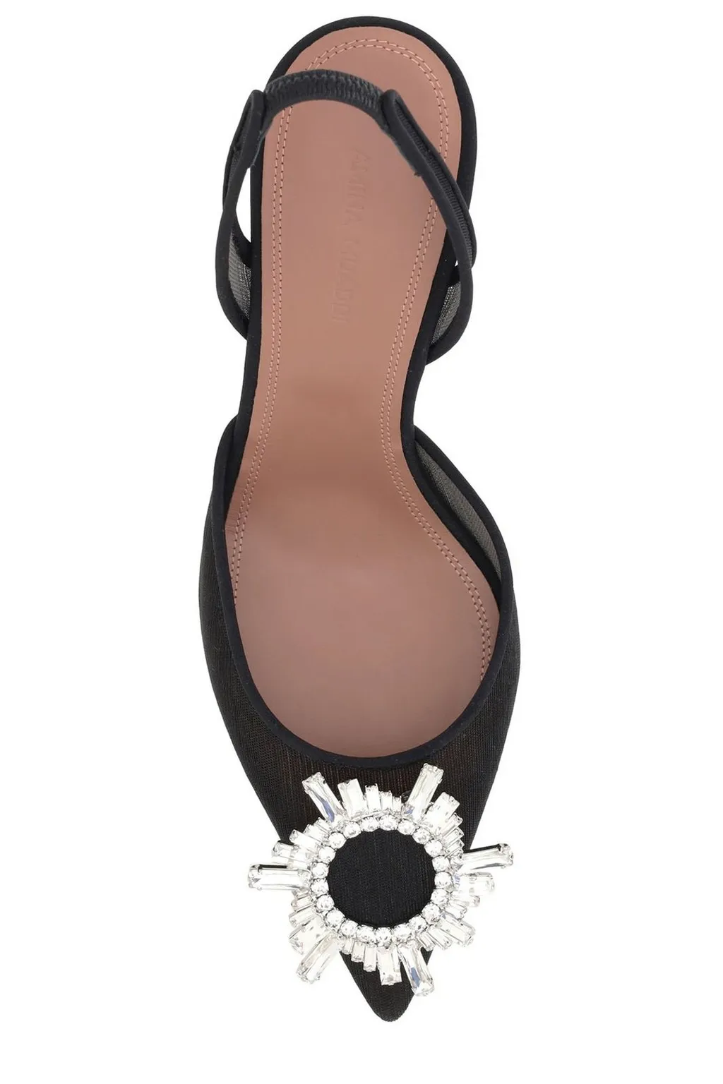 Amina Muaddi Begum Embellished Mesh Slingback Pumps