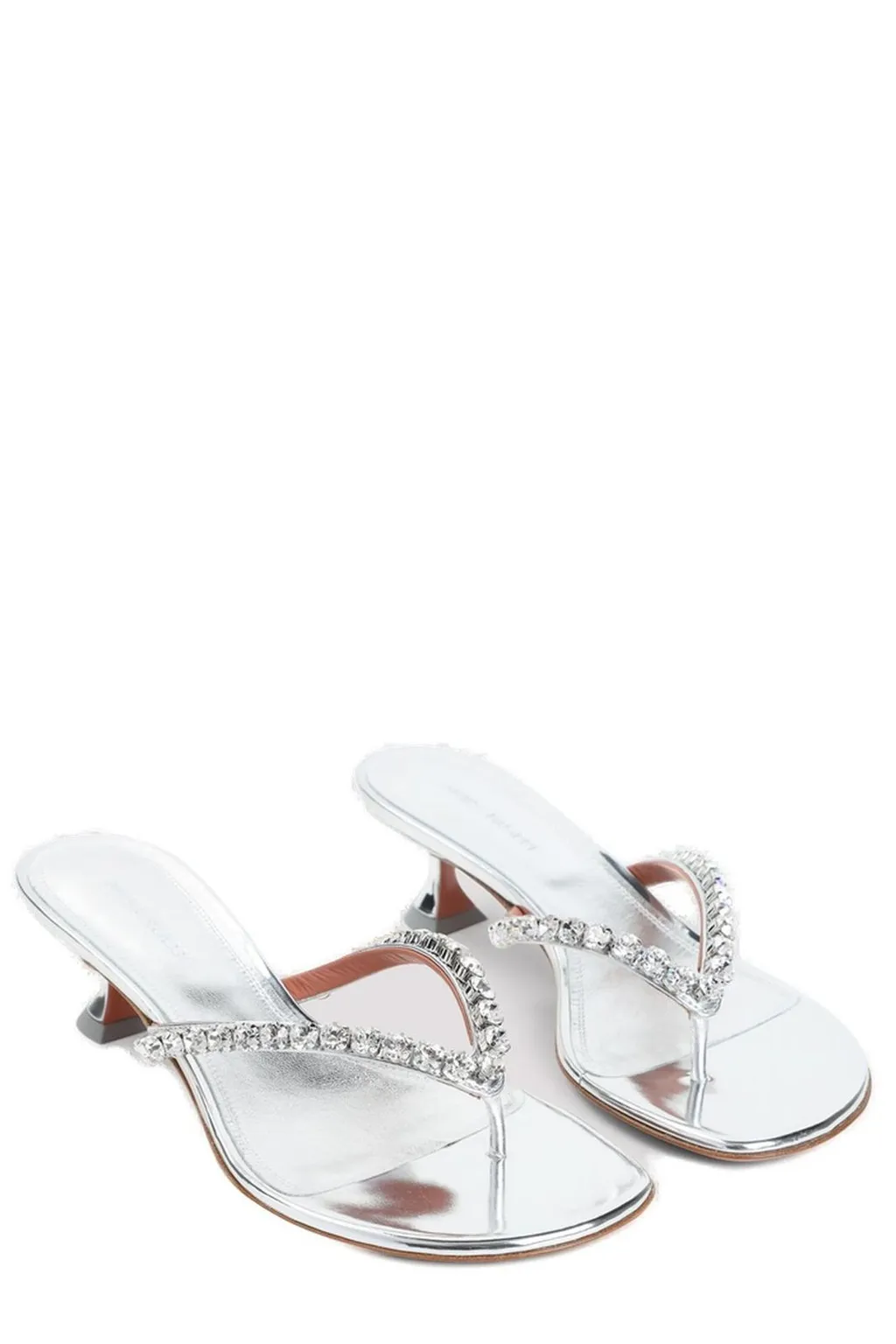 Amina Muaddi Metallic Effect Embellished Slippers