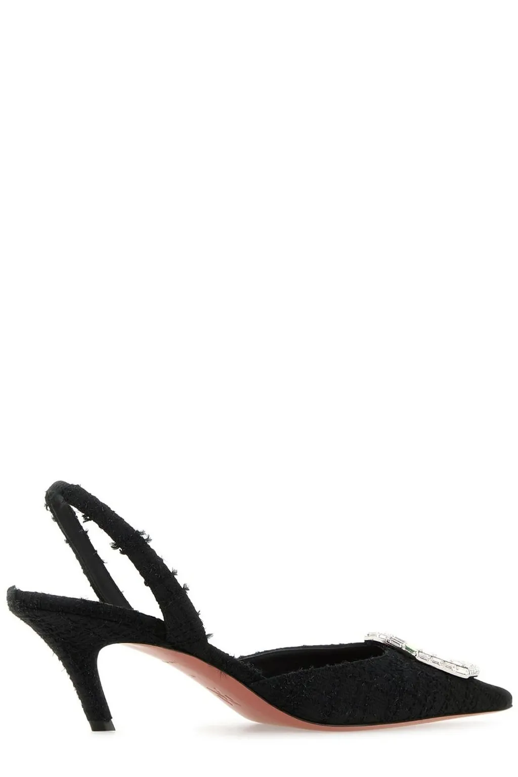 Amina Muaddi Embellished Pointed Toe Tweed Pumps
