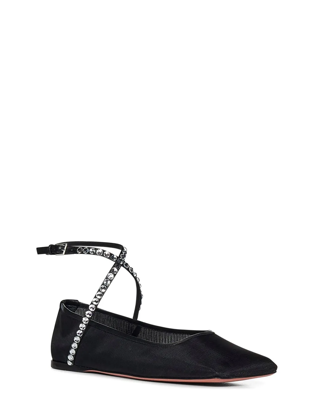 Amina Muaddi Ane Mesh Embellished Flat Shoes