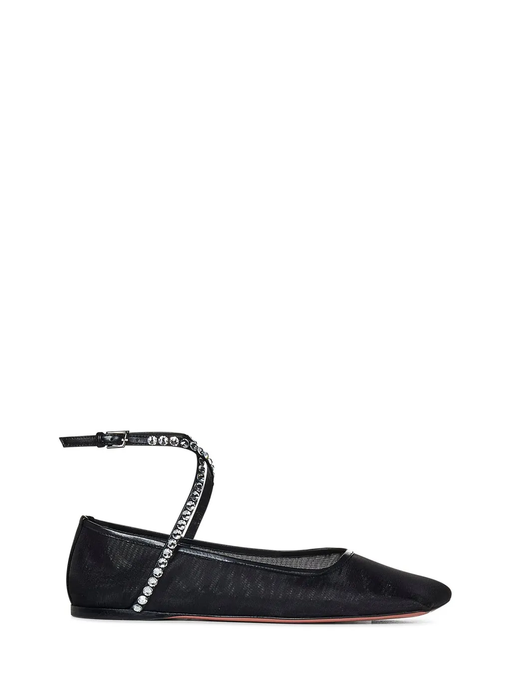 Amina Muaddi Ane Mesh Embellished Flat Shoes