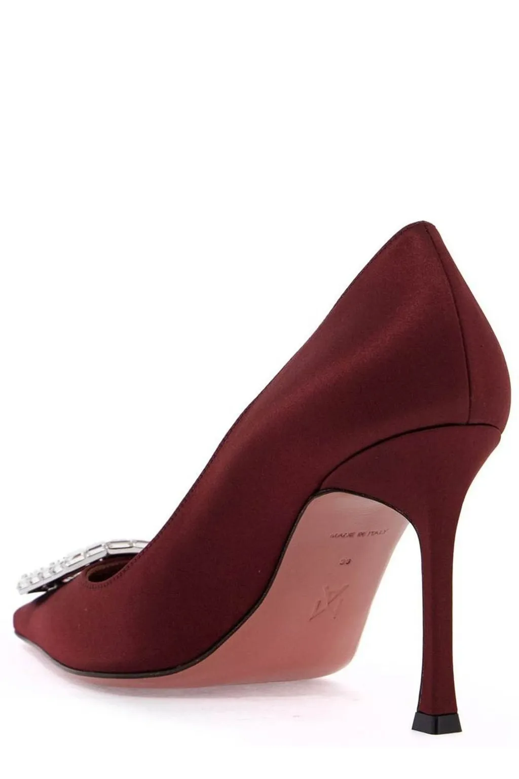 Amina Muaddi Camelia Sling Embellished Satin Pumps