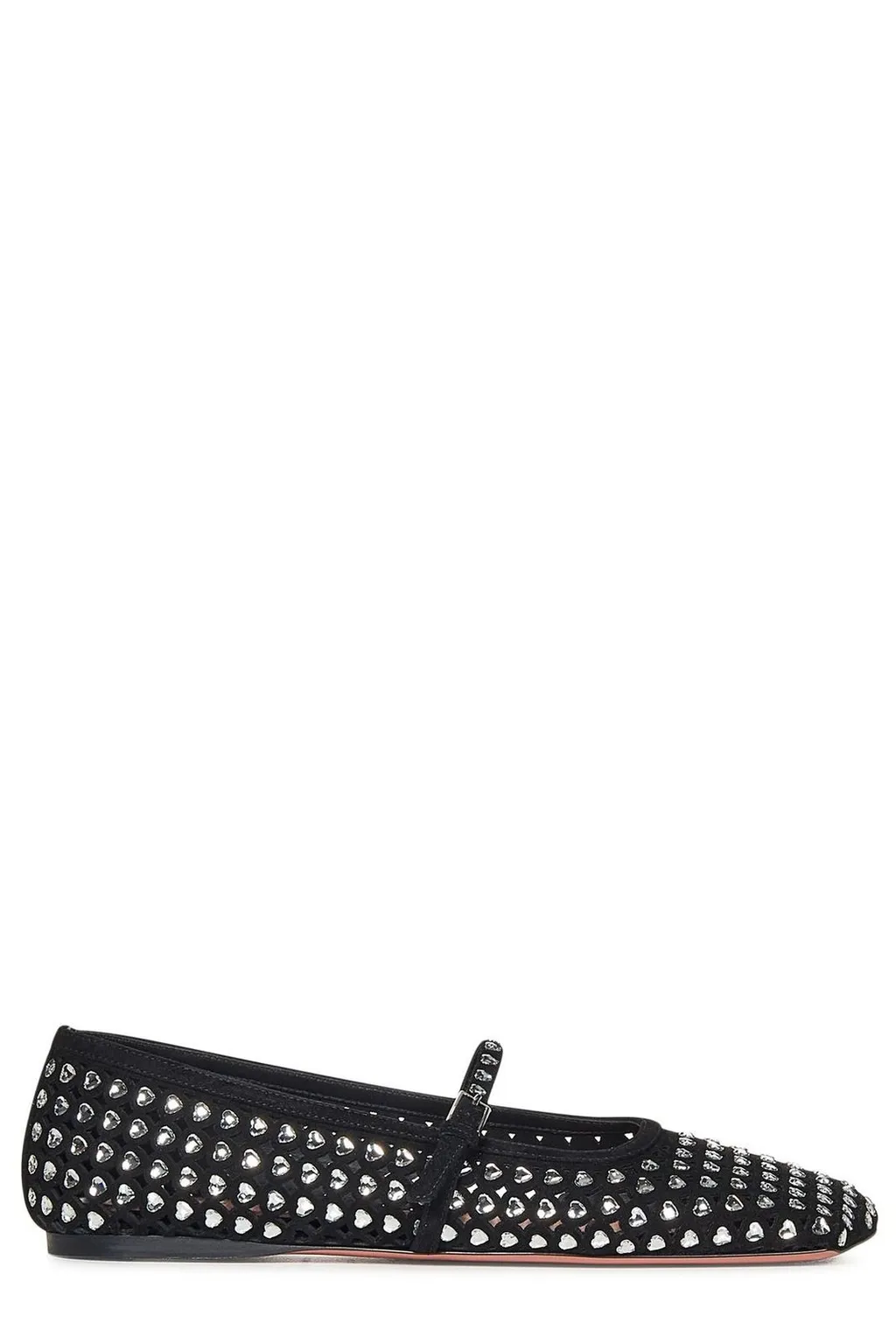 Amina Muaddi Ane Embellished Square Toe Ballet Flats
