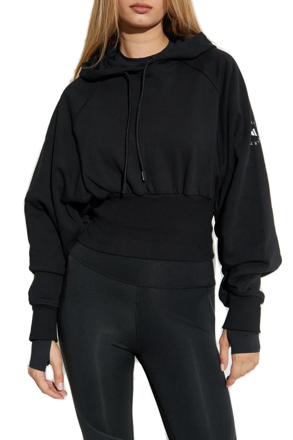 Adidas By Stella Mccartney Cropped Drawstring Hoodie