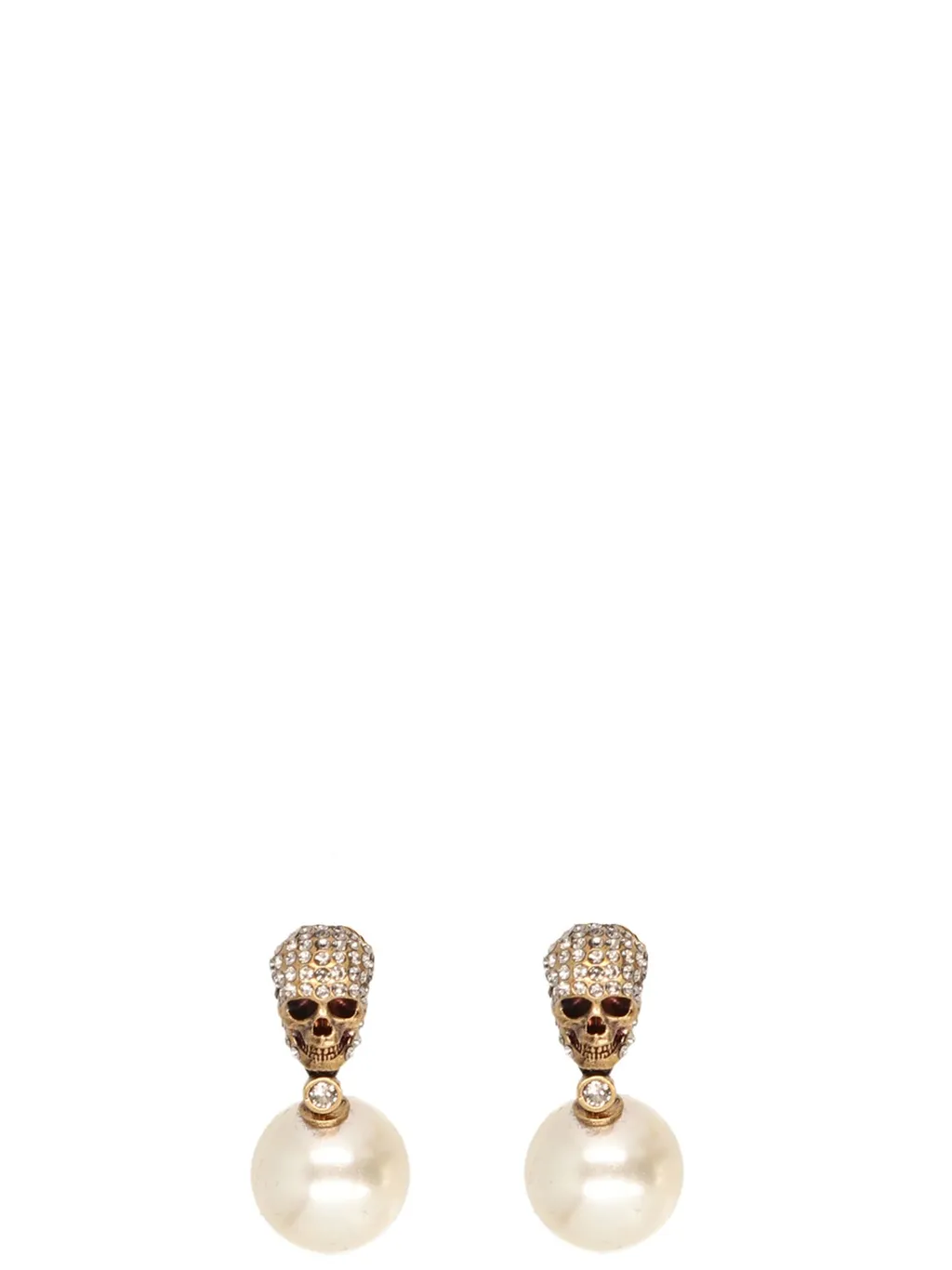 Alexander Mcqueen Pearl Pavé Skull Detailed Earrings
