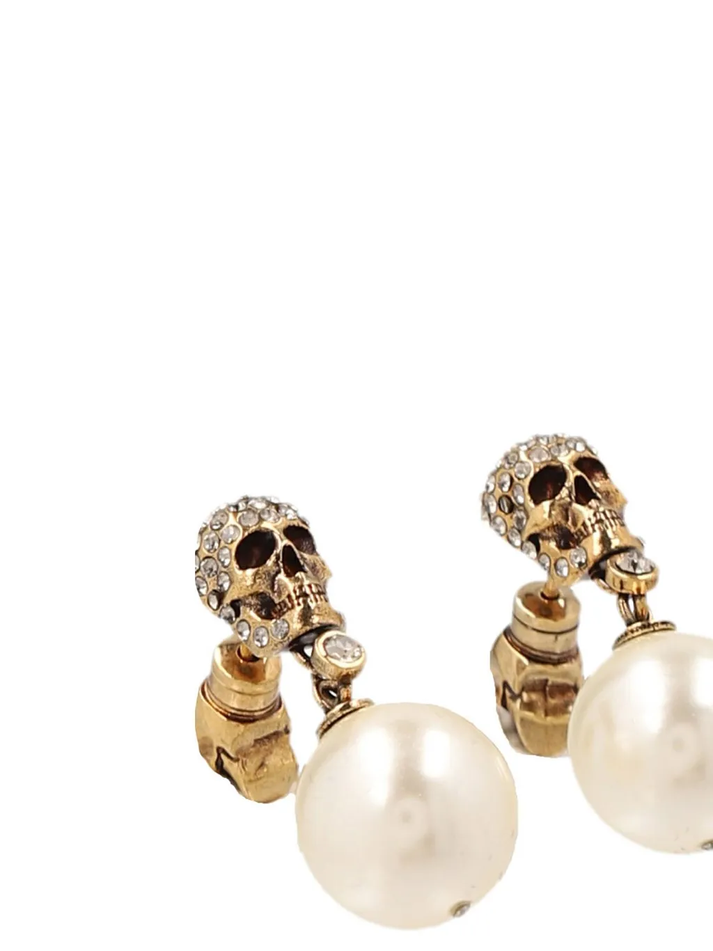 Alexander Mcqueen Pearl Pavé Skull Detailed Earrings