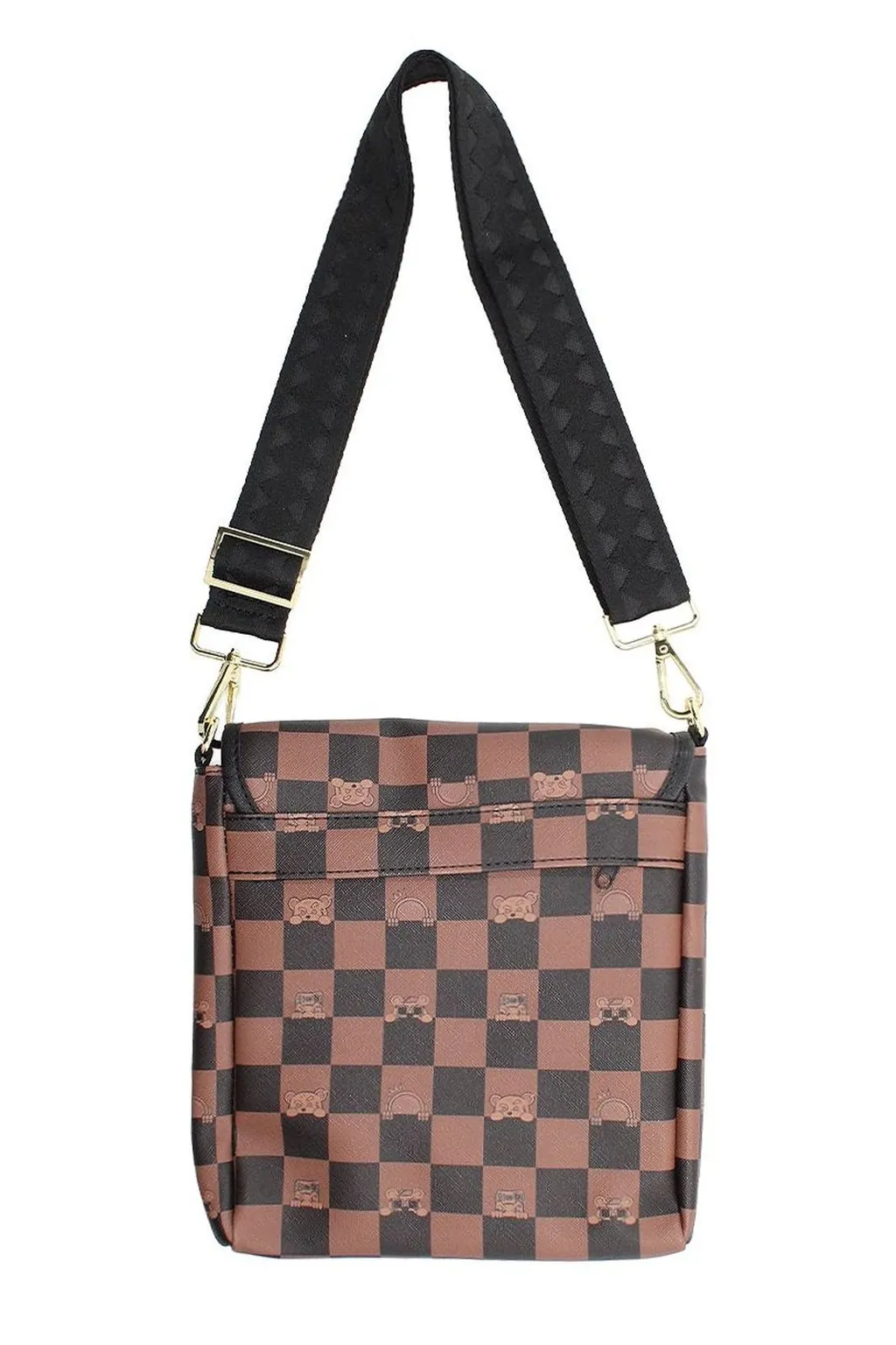 Sprayground Logo Detailed Checked Messenger Bag