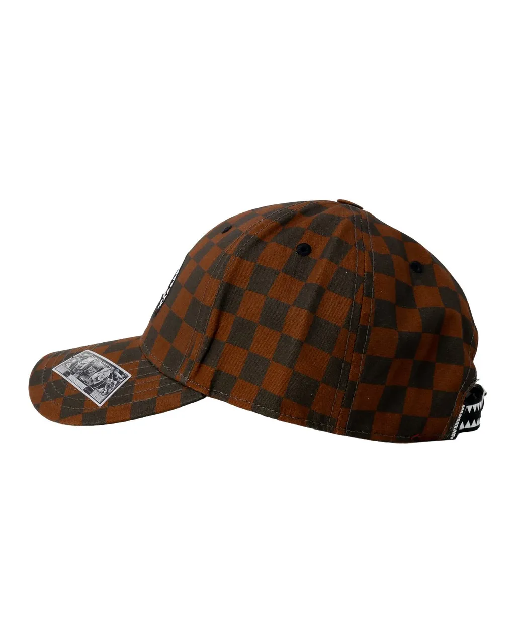 Sprayground Shark Patch Checked Baseball Cap