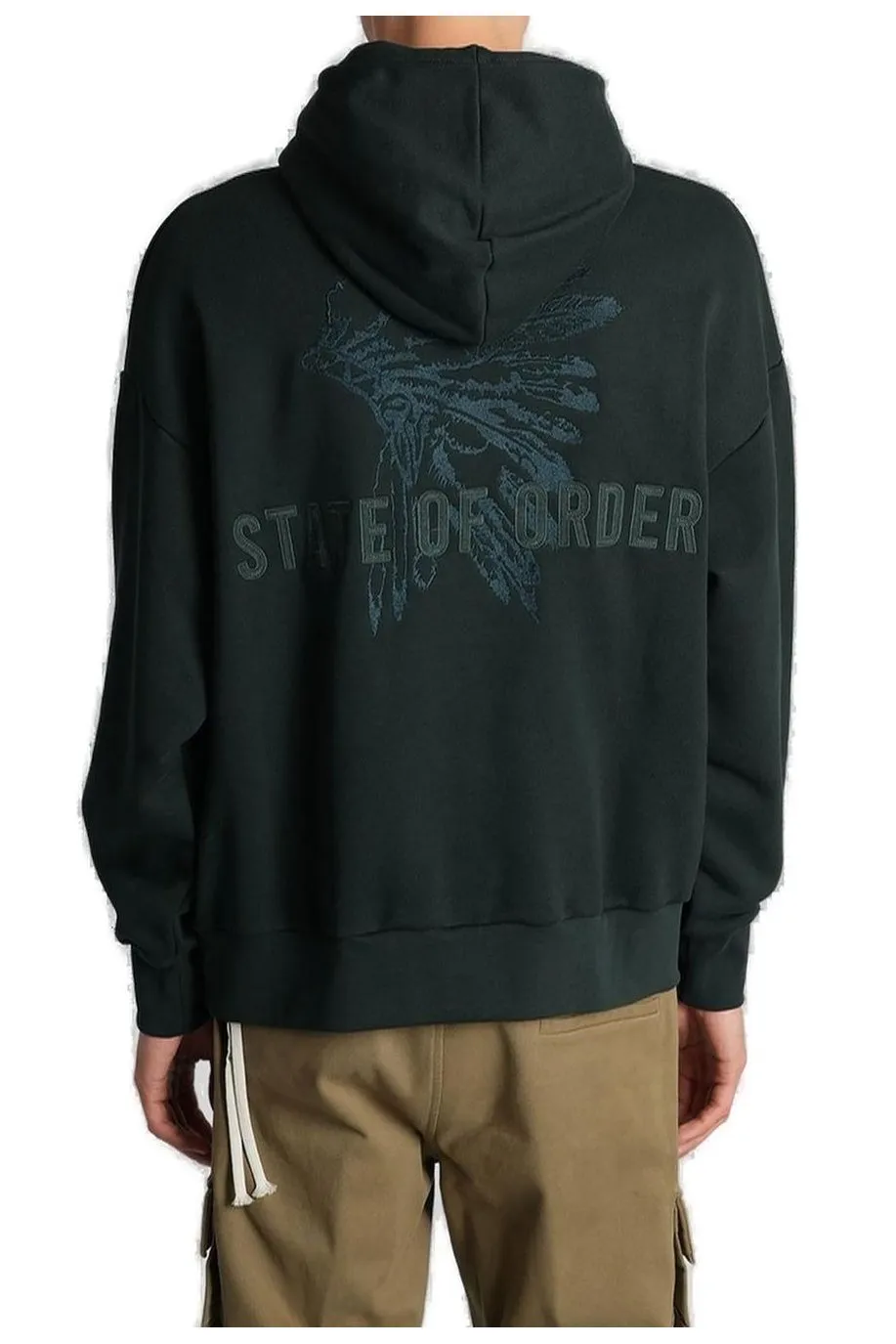 State Of Order	Long Sleeved Logo Embroidered Hoodie