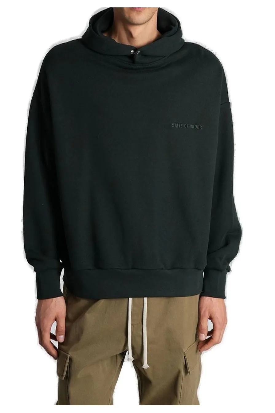 State Of Order	Long Sleeved Logo Embroidered Hoodie