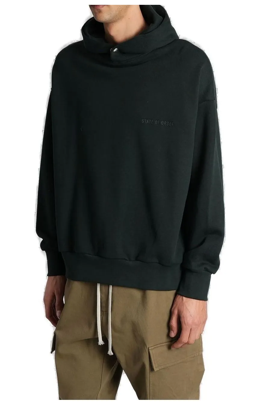 State Of Order	Long Sleeved Logo Embroidered Hoodie