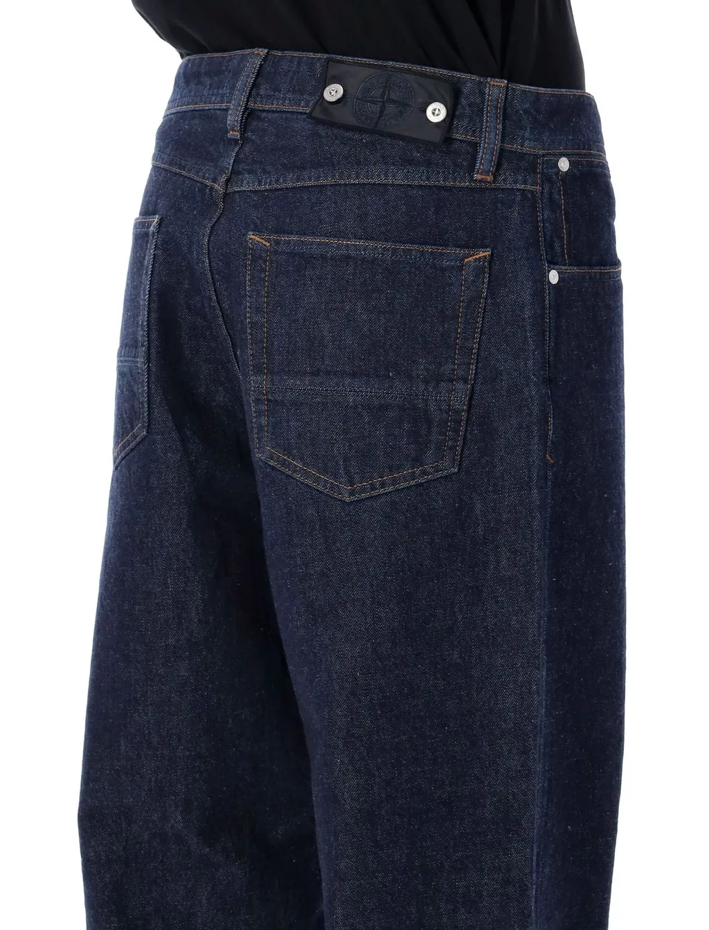 Stone Island Logo Patch Straight Leg Jeans