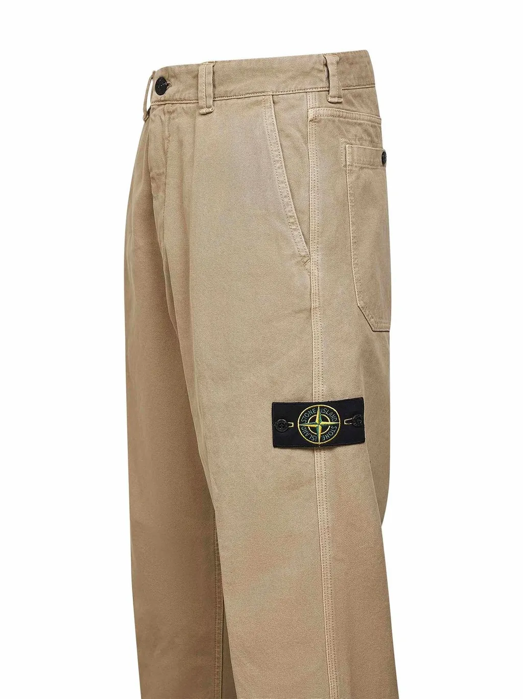 Stone Island Logo Patch Loose-Fit Trousers