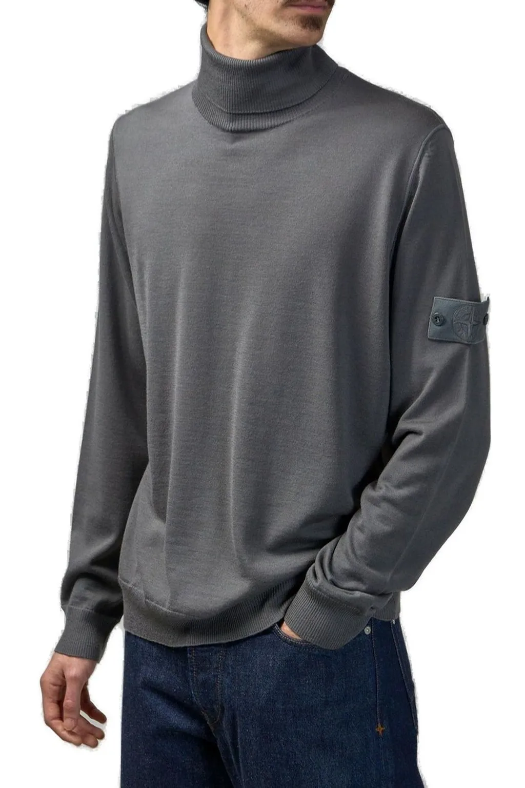 Stone Island Logo Patch Roll-Neck Jumper