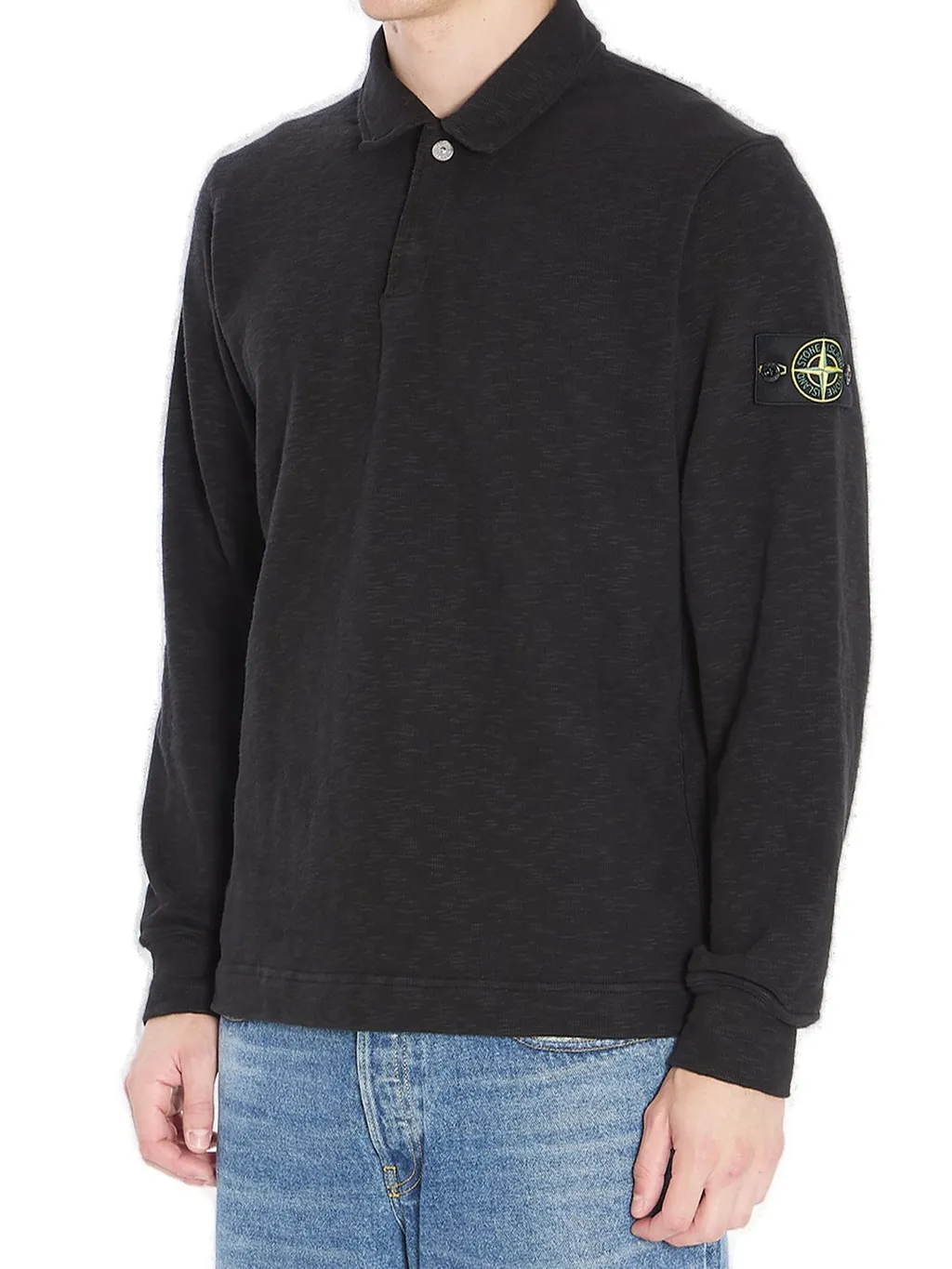 Stone Island Logo-Patch Long-Sleeved Polo Shirt