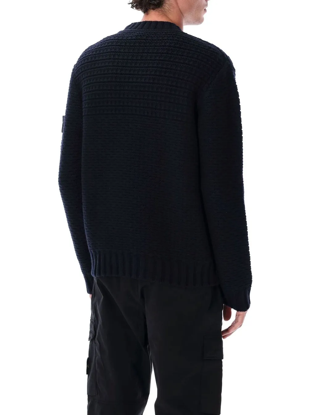 Stone Island Logo Patch Mock Neck Jumper