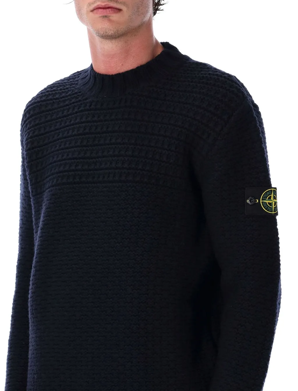 Stone Island Logo Patch Mock Neck Jumper
