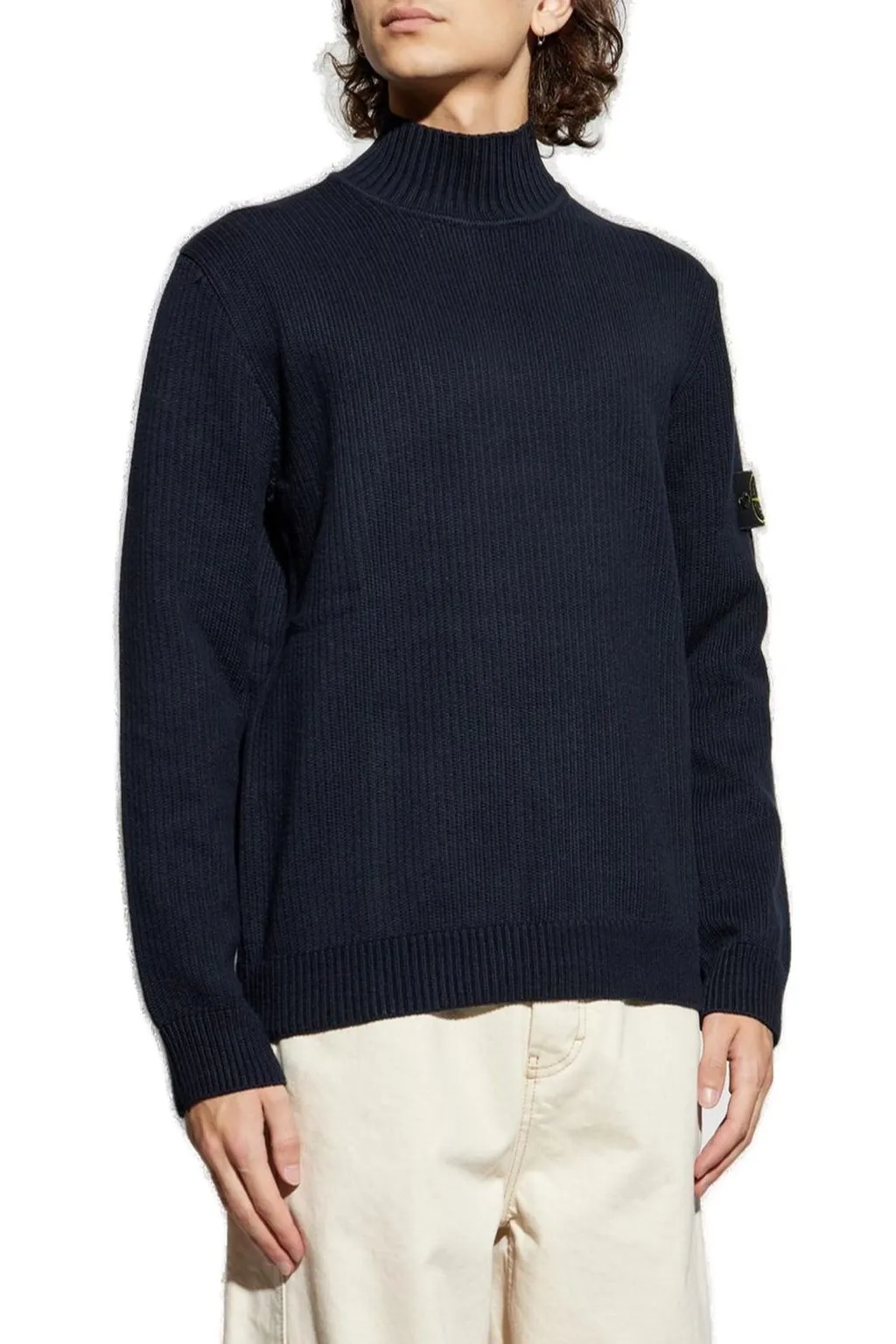 Stone Island Logo Patch Turtleneck Jumper