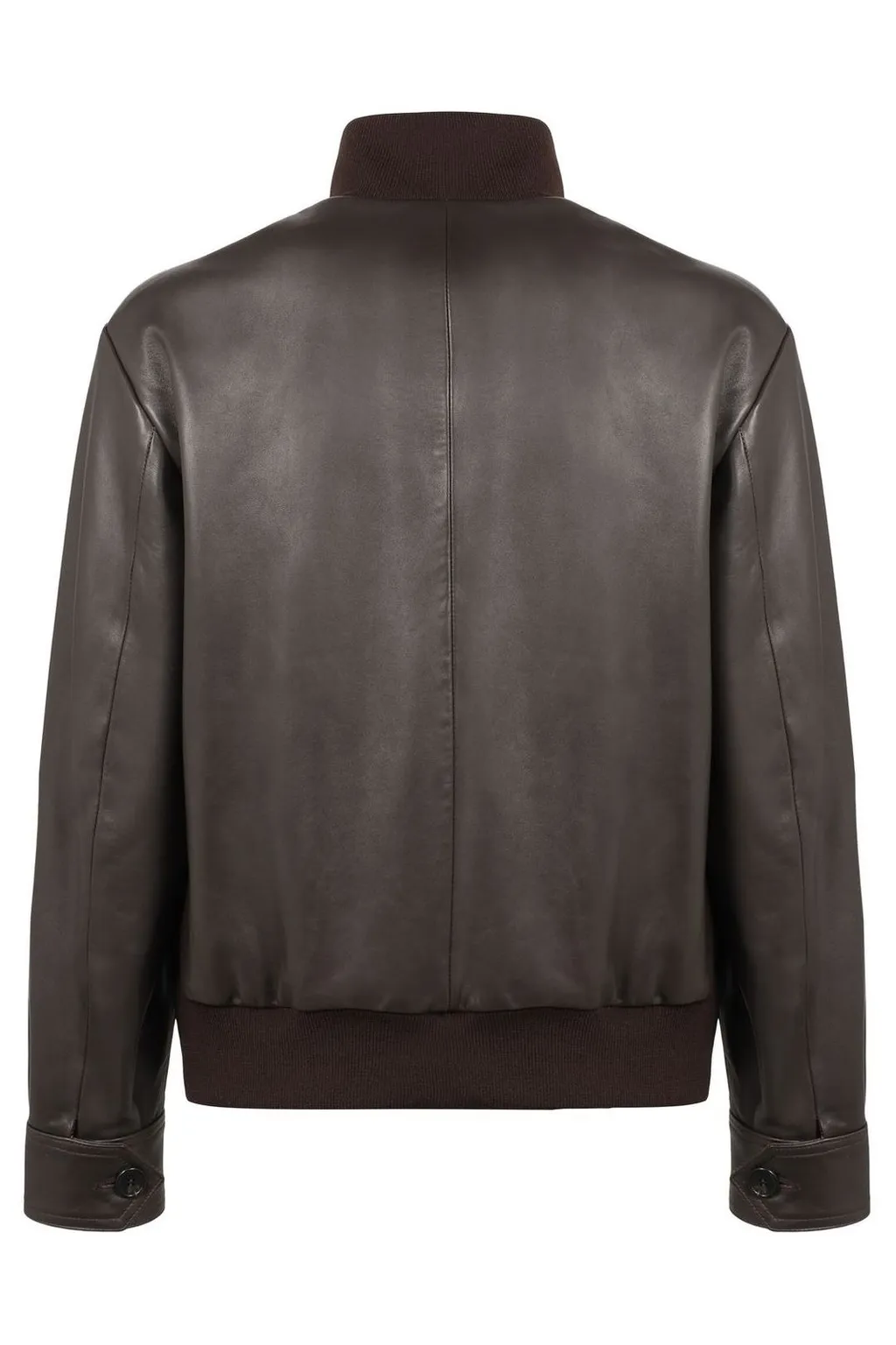 Slowear Ribbed Collar Leather Jacket