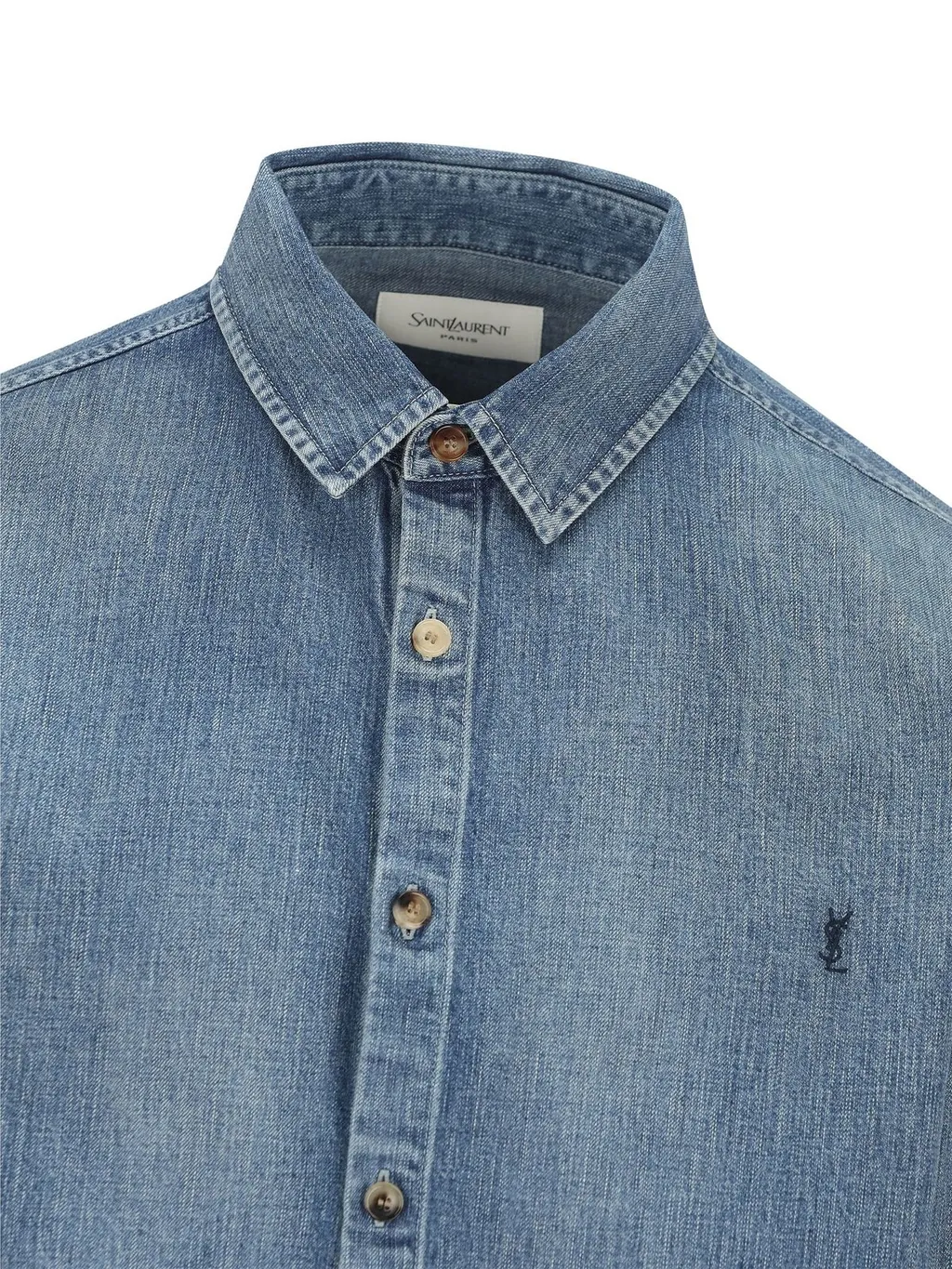 Saint Laurent Cassandre Button-Up Denim Shirt