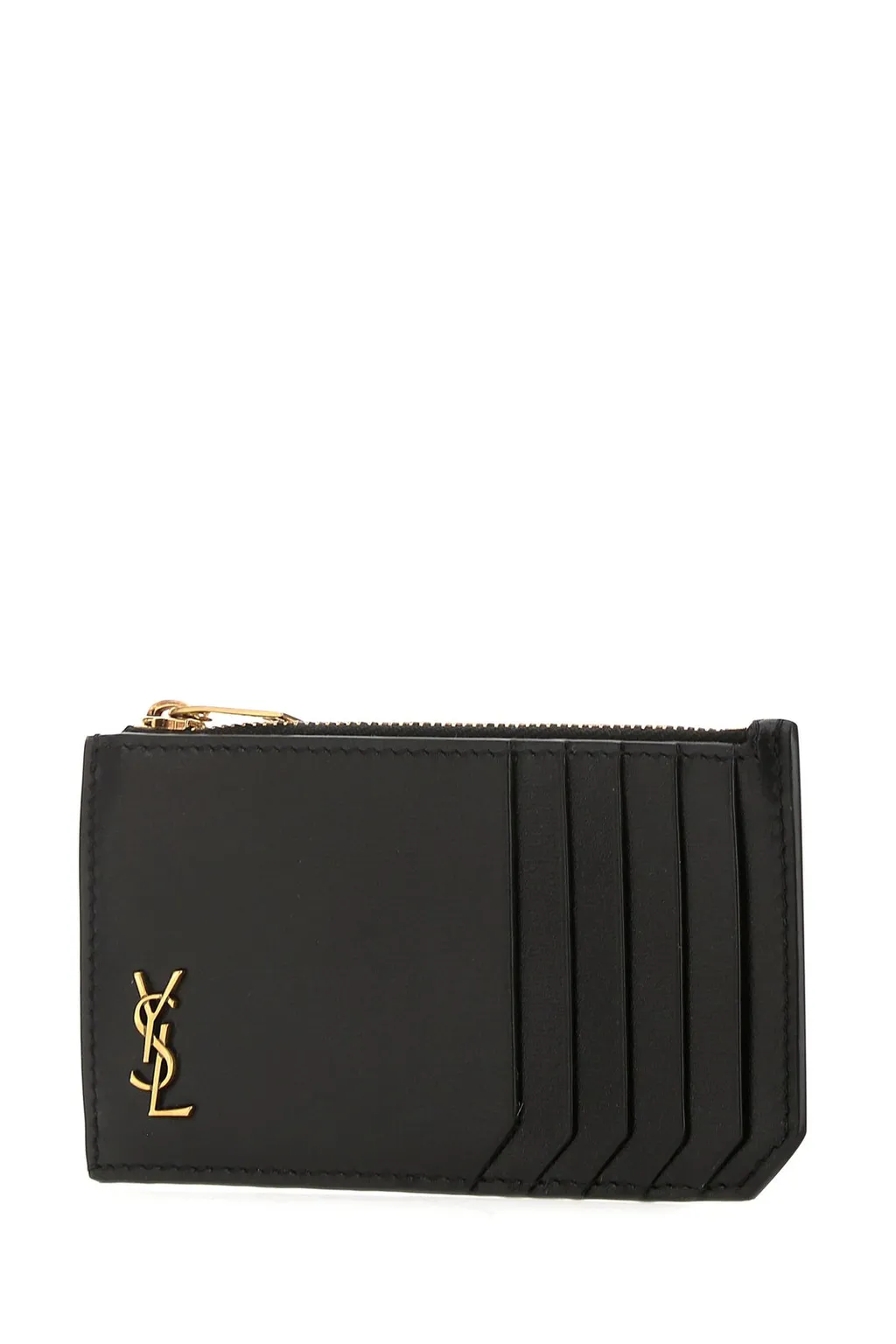 Saint Laurent Logo Plaque Zip-Up Cardholder