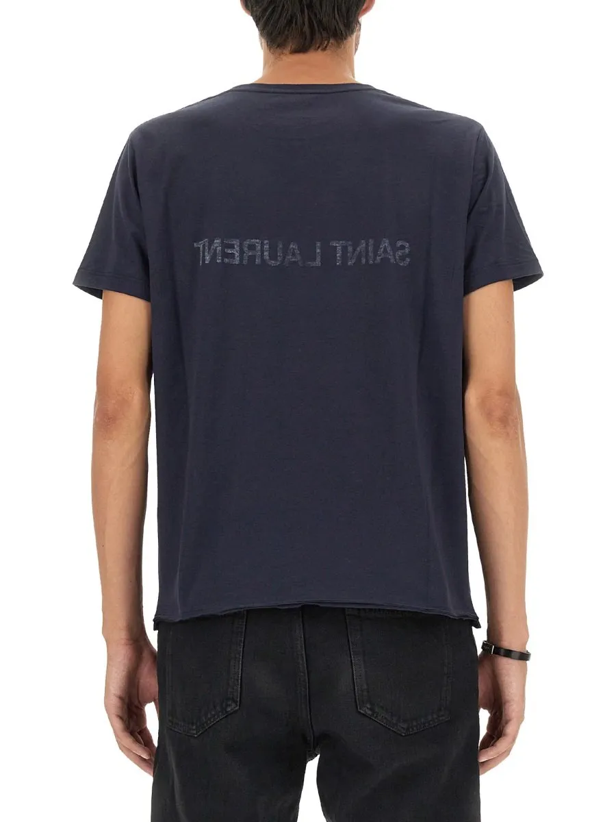 Saint Laurent Logo Printed Crewneck T-Shirt