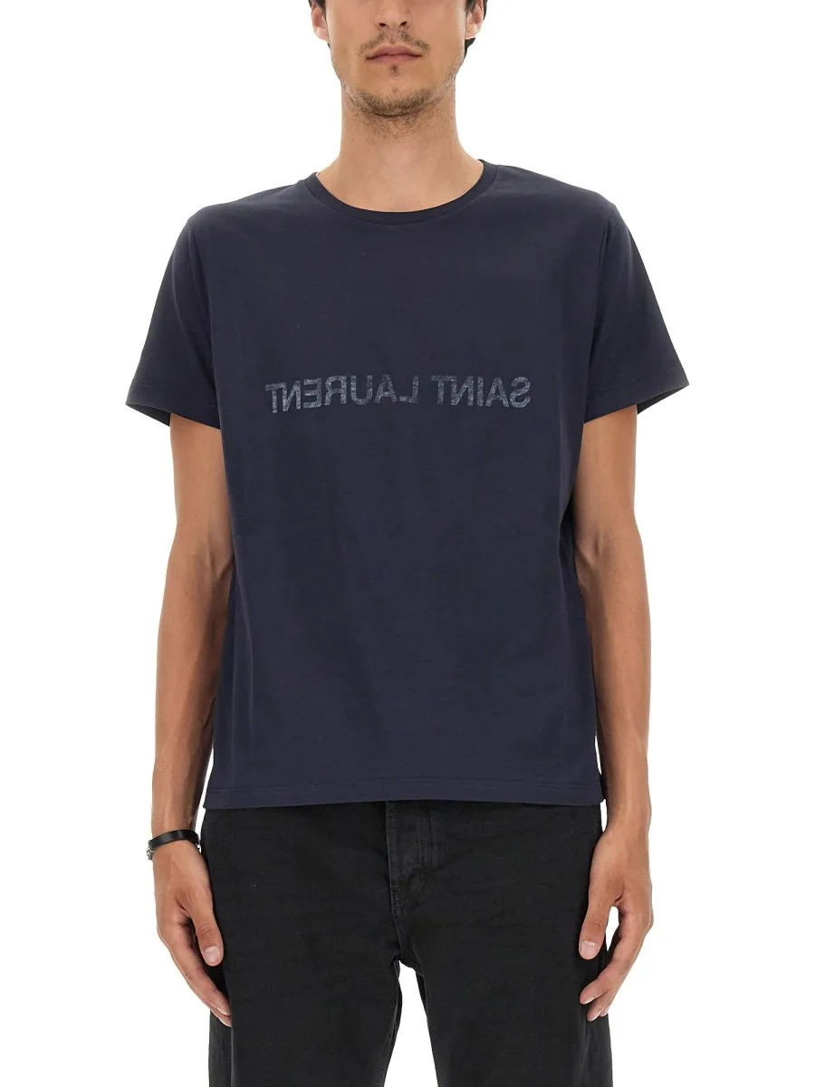 Saint Laurent Logo Printed Crewneck T-Shirt