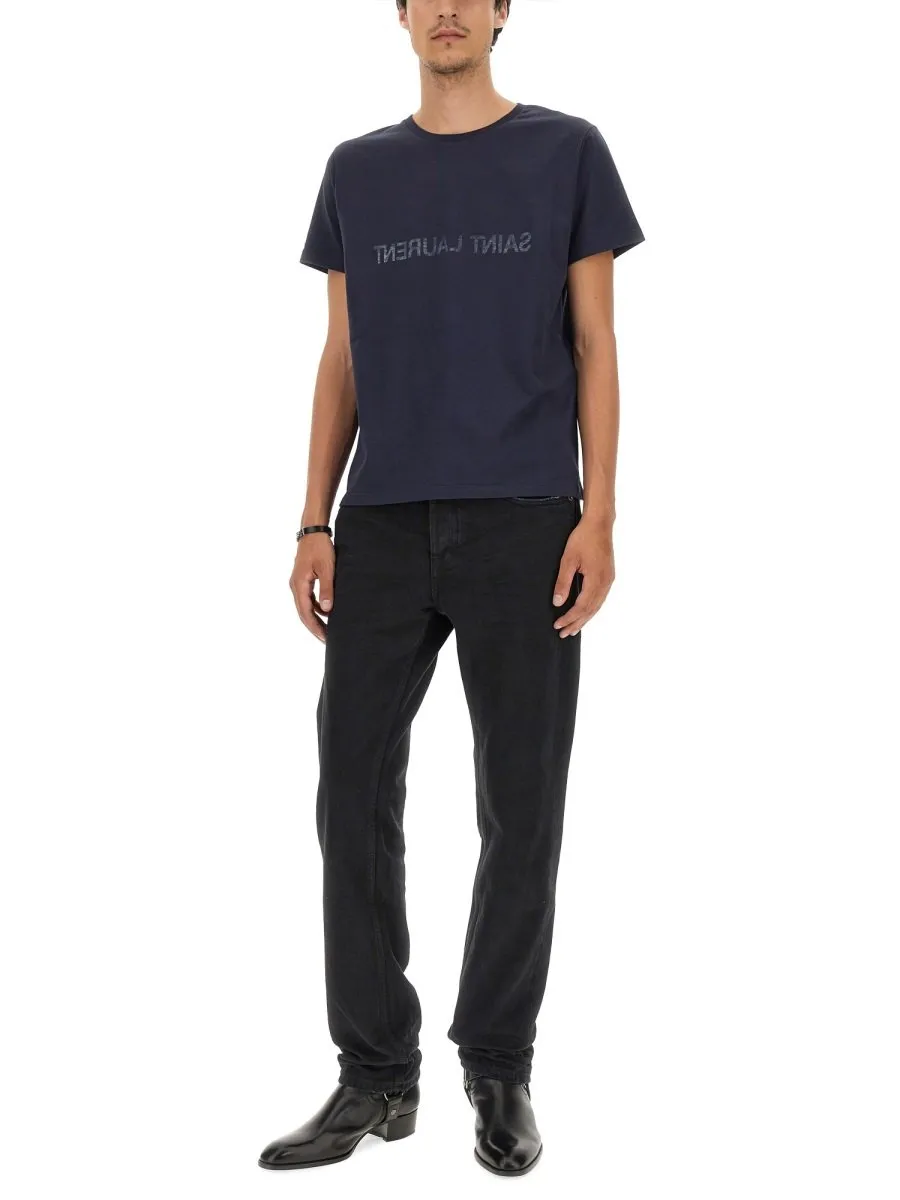 Saint Laurent Logo Printed Crewneck T-Shirt