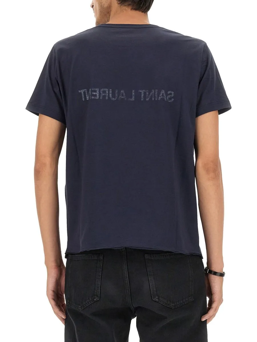 Saint Laurent Logo Printed Crewneck T-Shirt