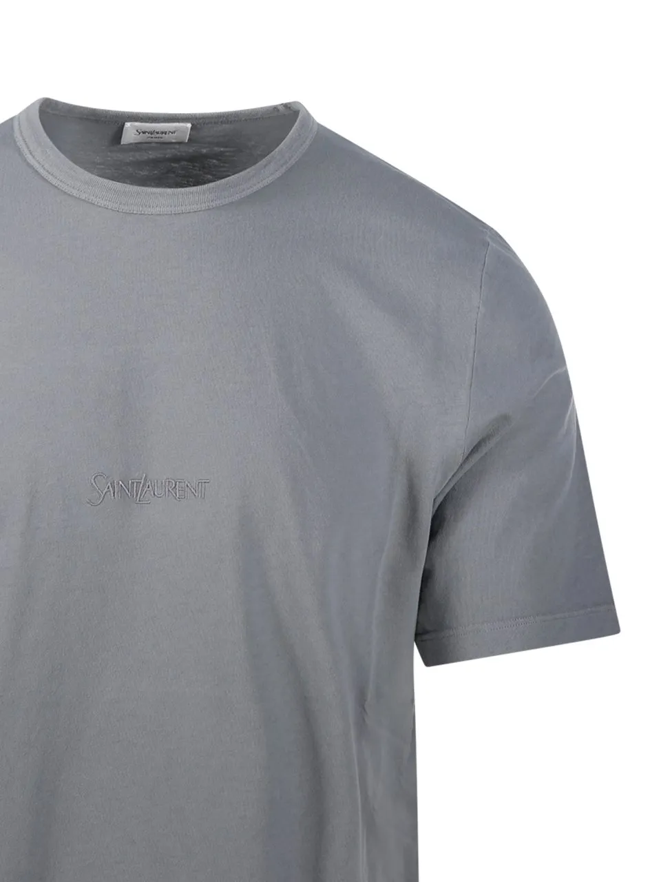 Saint Laurent Logo Embroidered Crewneck T-Shirt