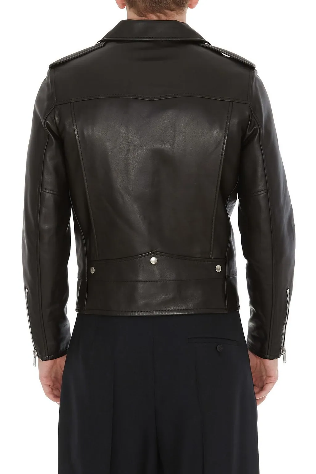 Saint Laurent Zip Detailed Biker Jacket