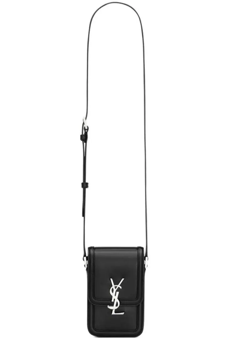 Saint Laurent Logo Plaque Foldover Top Phone Case