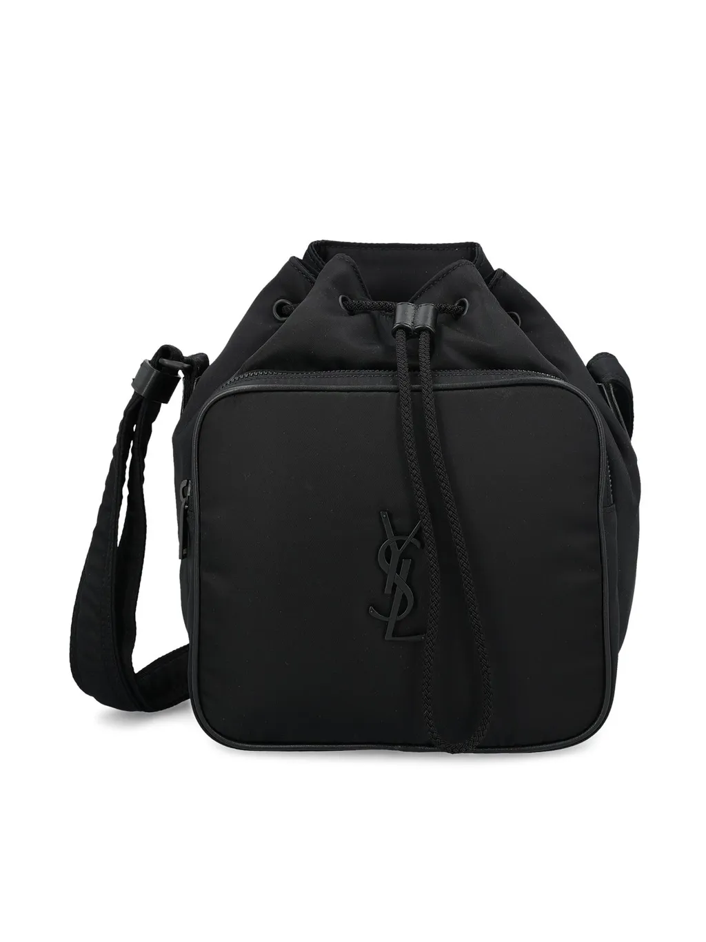 Saint Laurent Logo Plaque Drawstring Shoulder Bag