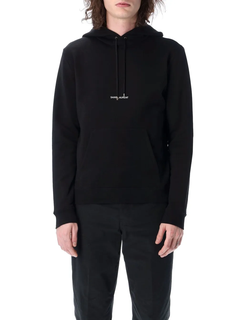 Saint Laurent Logo Printed Drawstring Hoodie