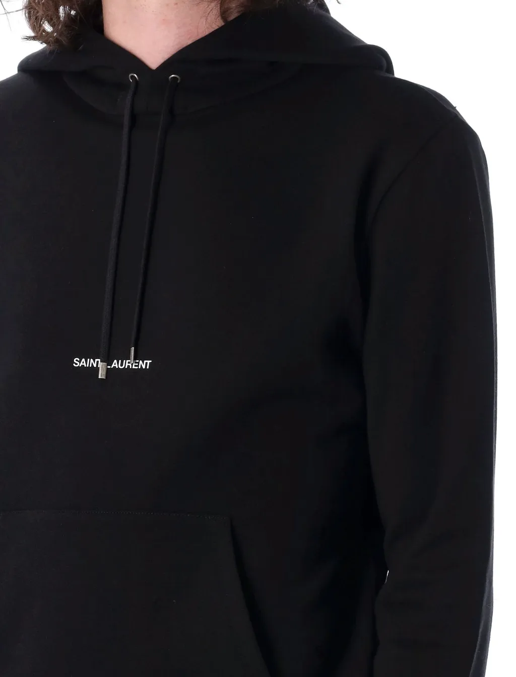 Saint Laurent Logo Printed Drawstring Hoodie