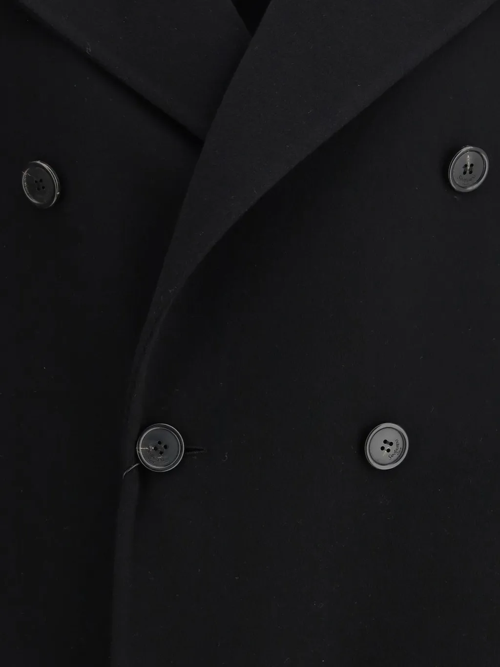 Saint Laurent Double-Breasted Long-Sleeved Peacoat