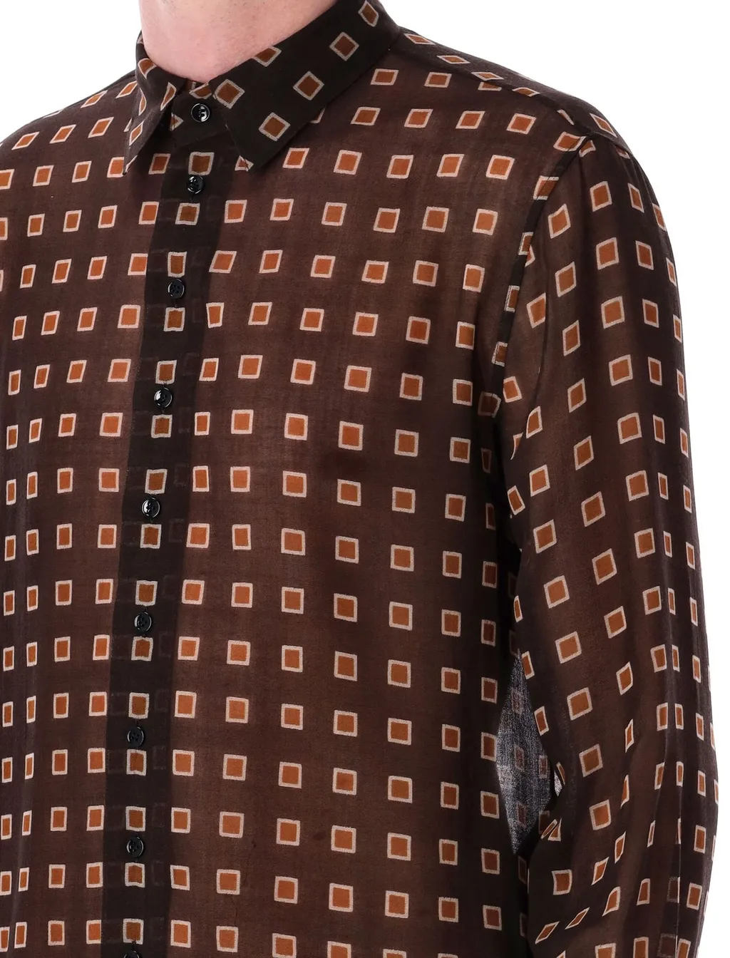 Saint Laurent Squared Print Long-Sleeve Shirt