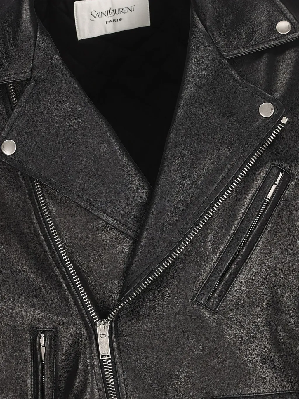 Saint Laurent Zip Detailed Belted Biker Jacket