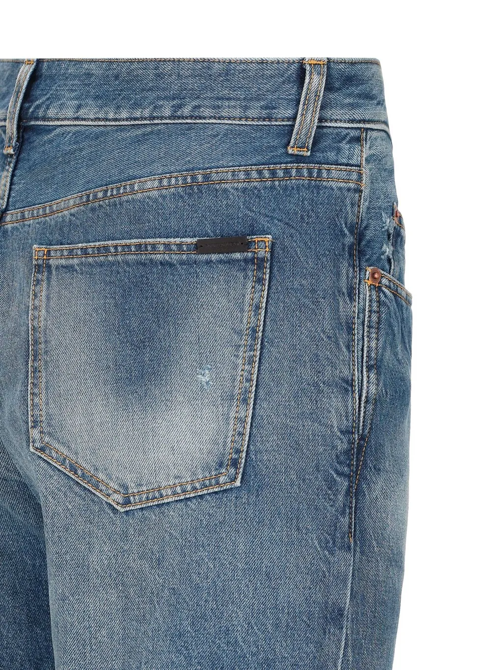 Saint Laurent Logo Patch Straight Leg Jeans