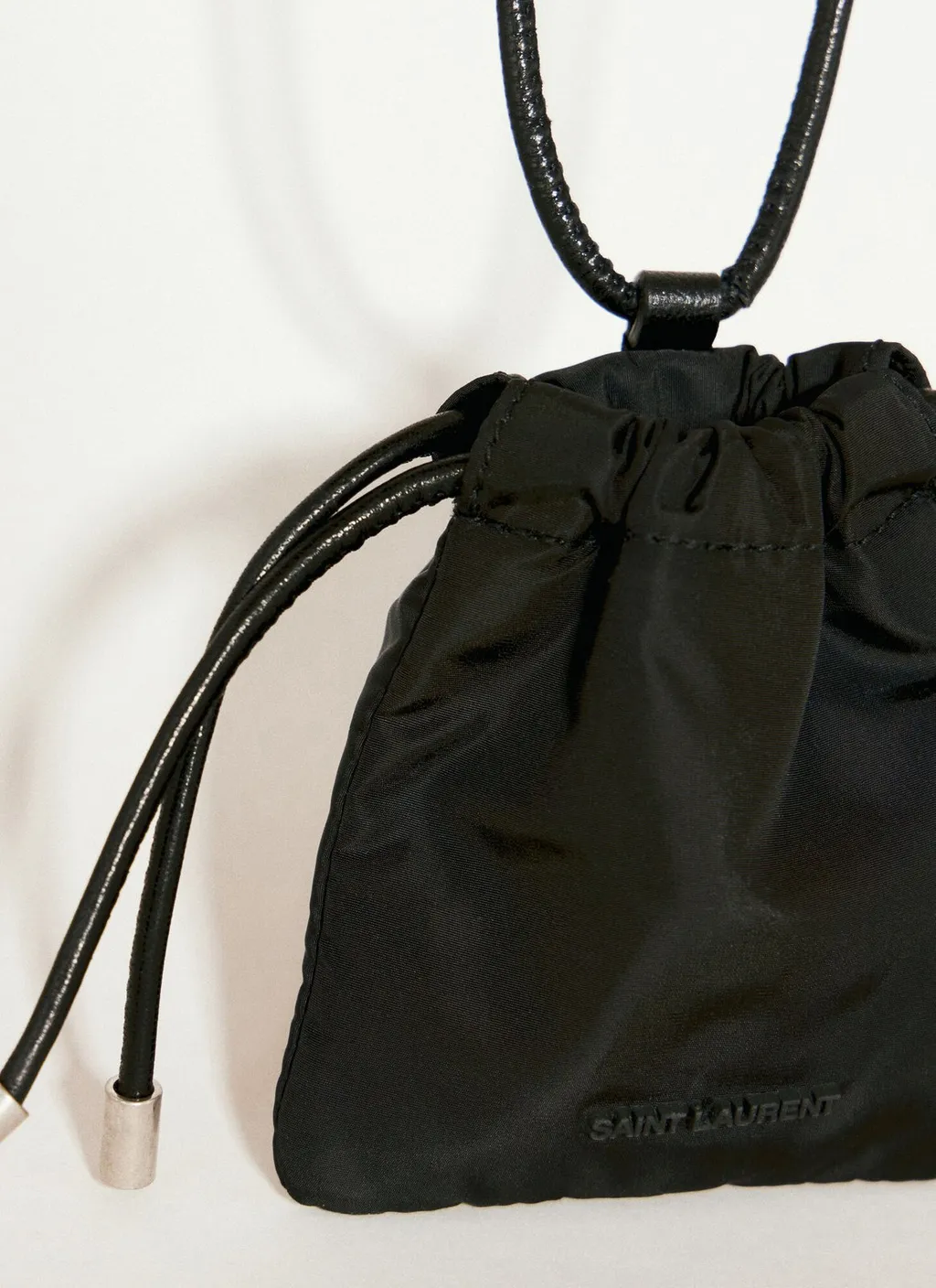 Saint Laurent Logo Lettering Drawstring Airpods Case
