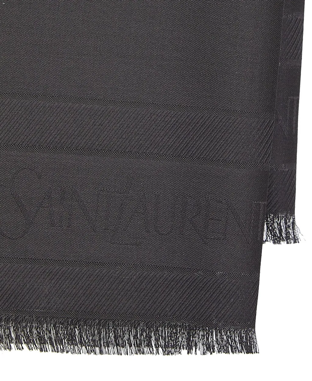 Saint Laurent Logo Detailed Frayed Edge Scarf