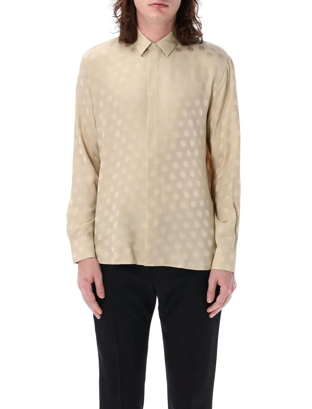 Saint Laurent Dotted Long-Sleeved Shirt