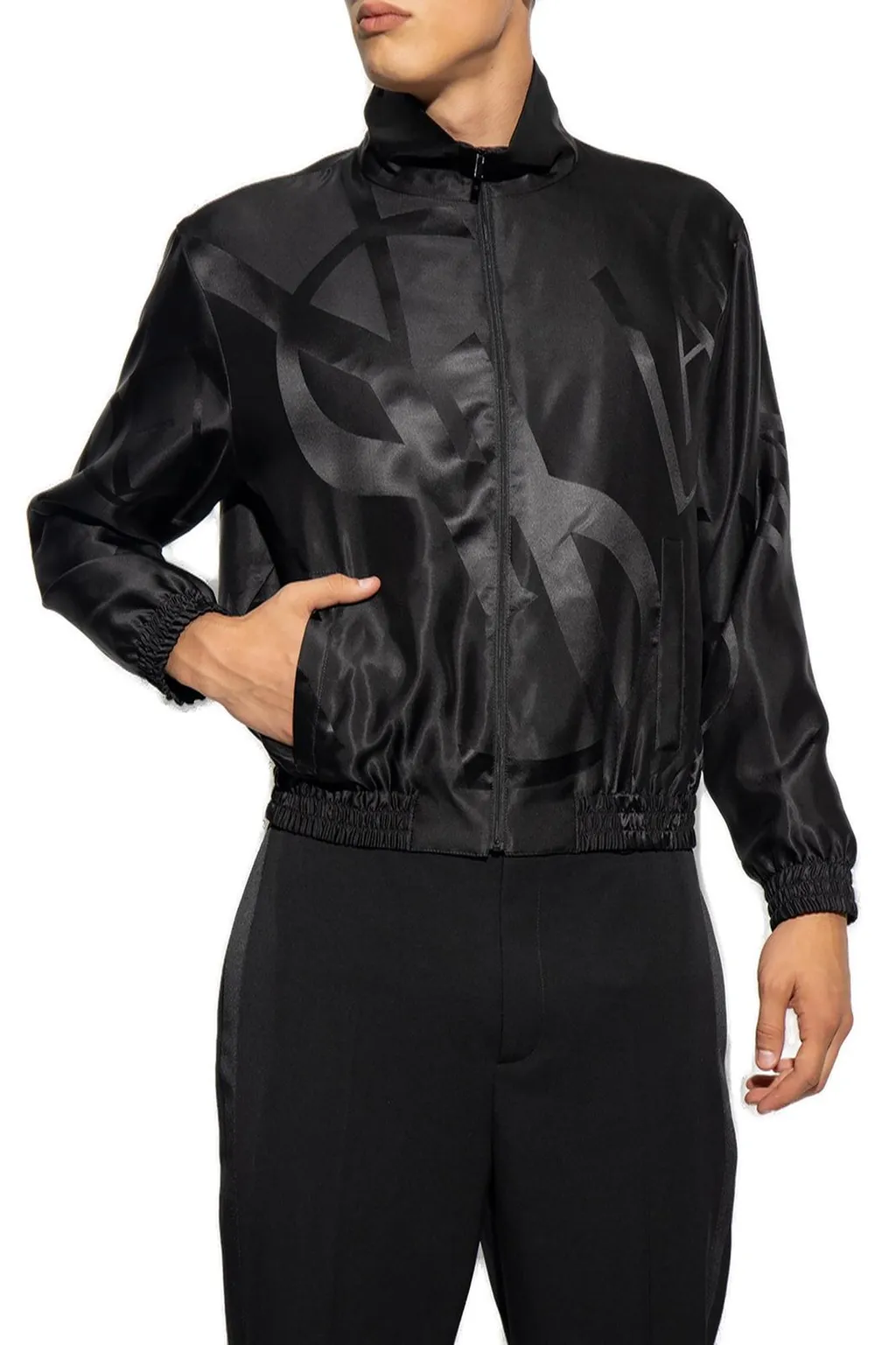 Saint Laurent Logo Printed Zip-Up Jacket