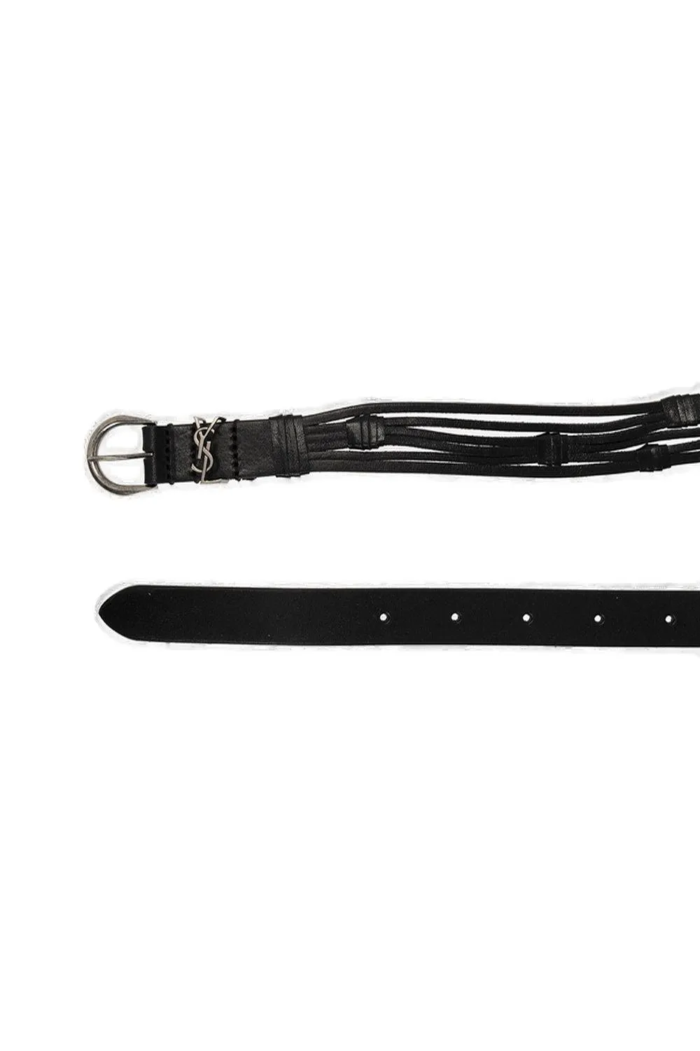 Saint Laurent	Croissant De Lune Buckled Thin Belt