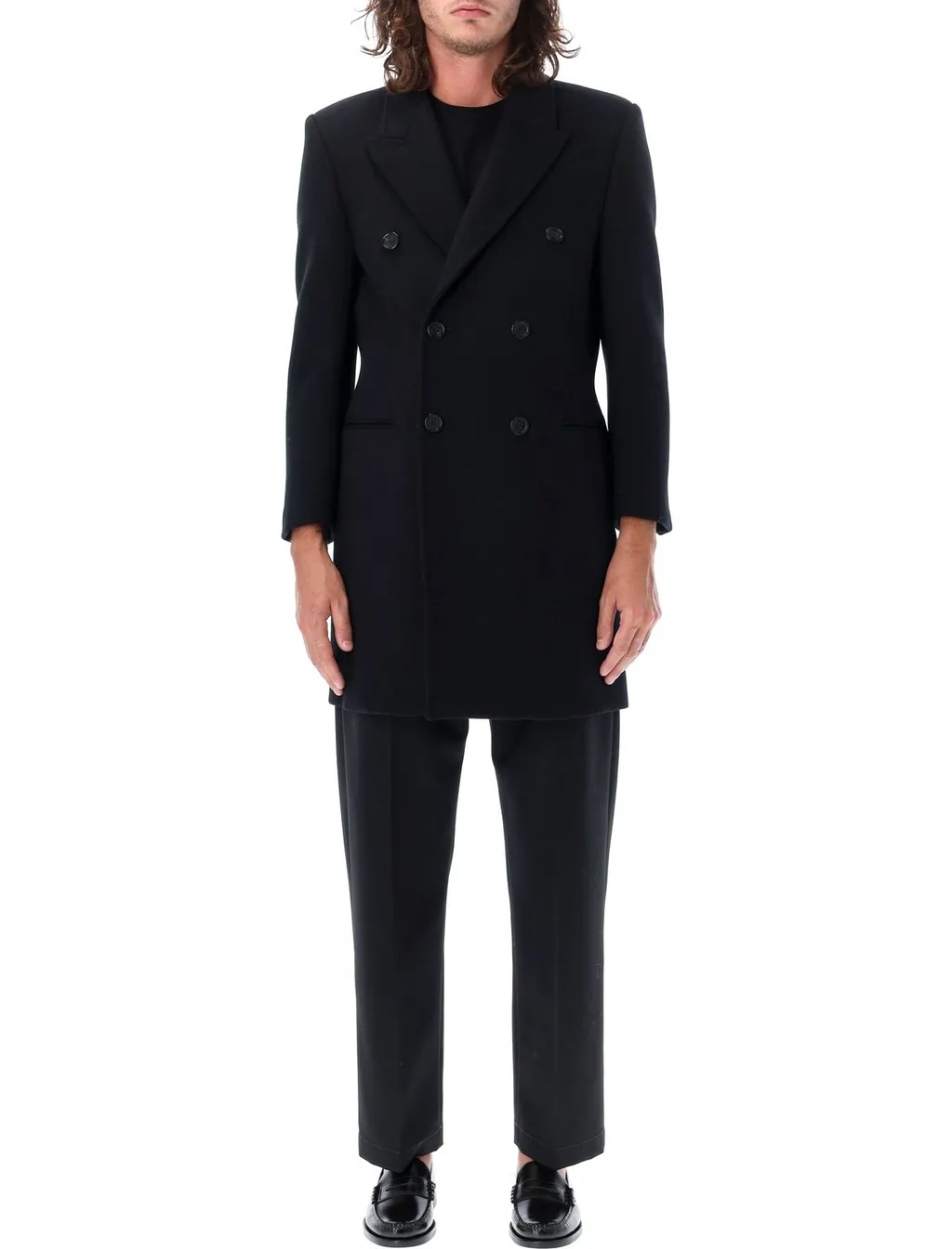 Saint Laurent Double-Breasted Long-Sleeved Coat