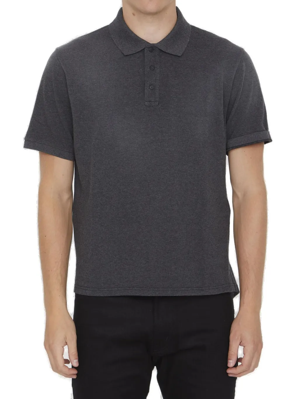 Saint Laurent Cassandre Short-Sleeved Polo Shirt