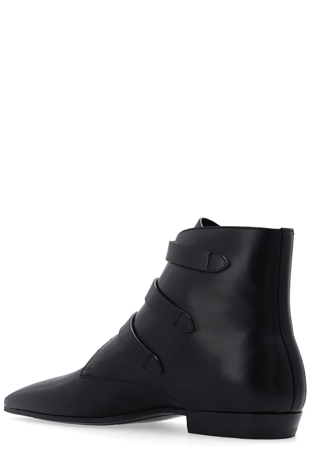 Saint Laurent Pointed Toe Buckle Strapped Boots