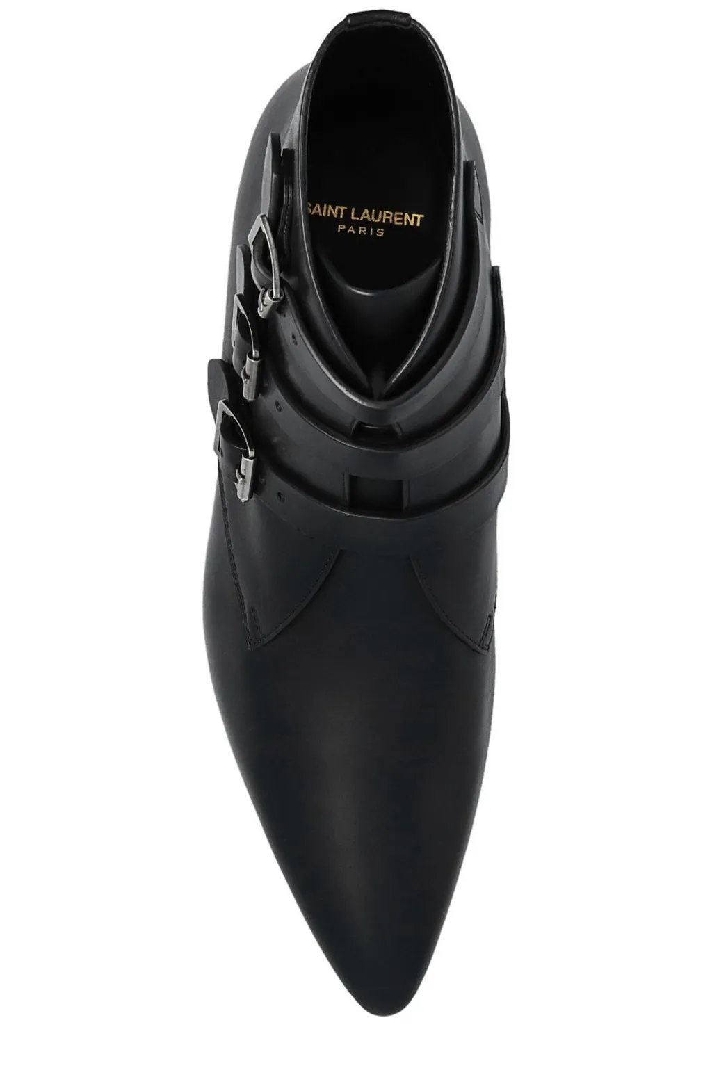 Saint Laurent Pointed Toe Buckle Strapped Boots