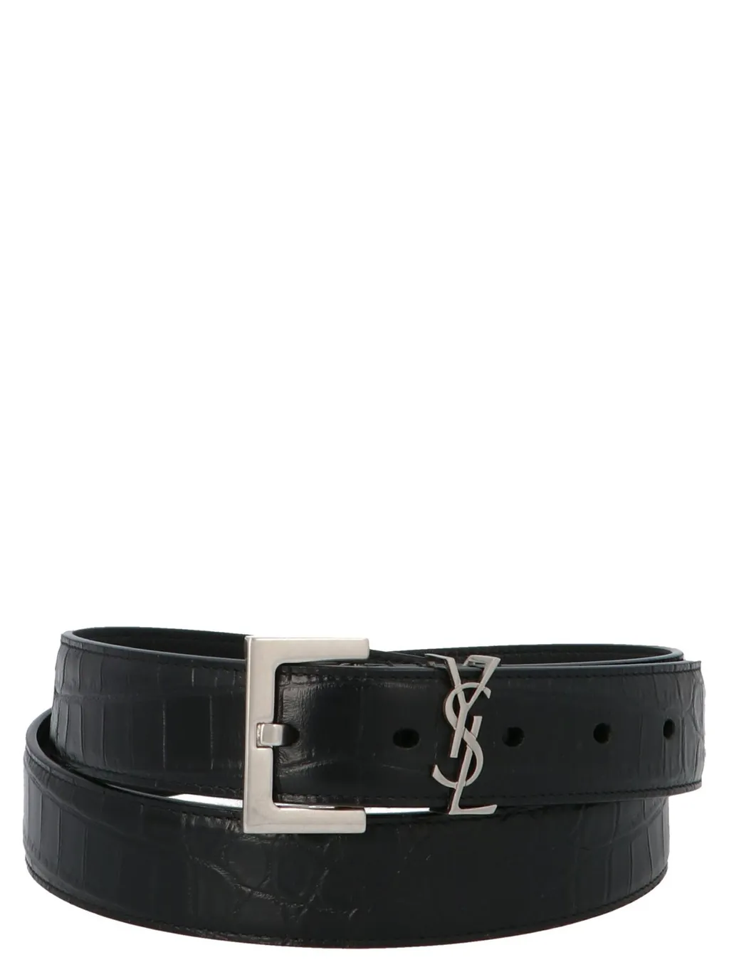 Saint Laurent Logo Plaque Embossed Belt